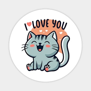 I Love You Cute Cat Design Magnet